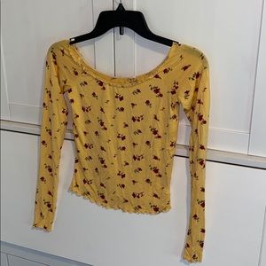 off the shoulder floral shirt